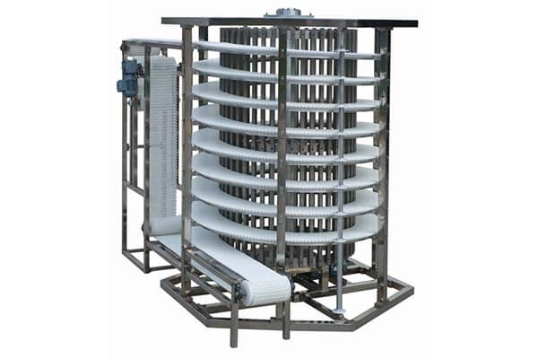 Plastic mesh cooling spiral conveyor for cakes